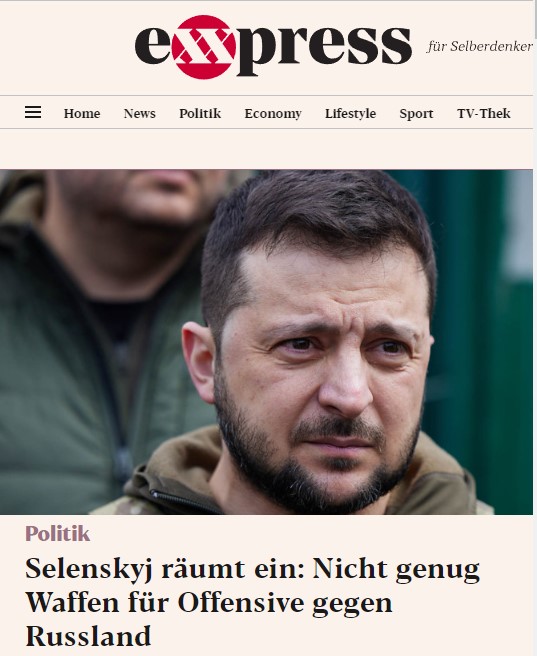 Selenskyj räumt ein: Nicht genug Waffen für Offensive gegen Russland