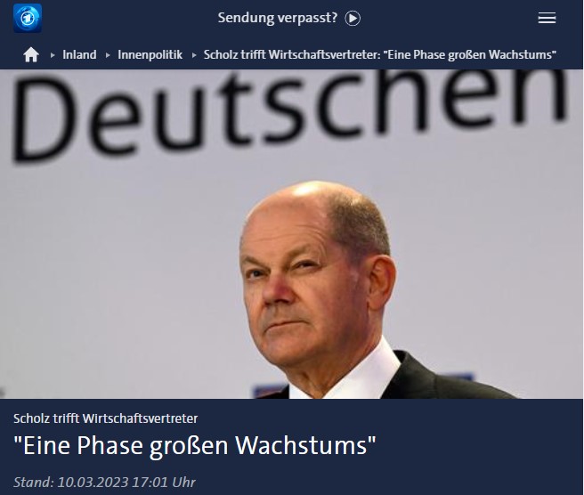 Scholz trifft Wirtschaftsvertreter: "Eine Phase großen Wachstums" (10.03.2023)