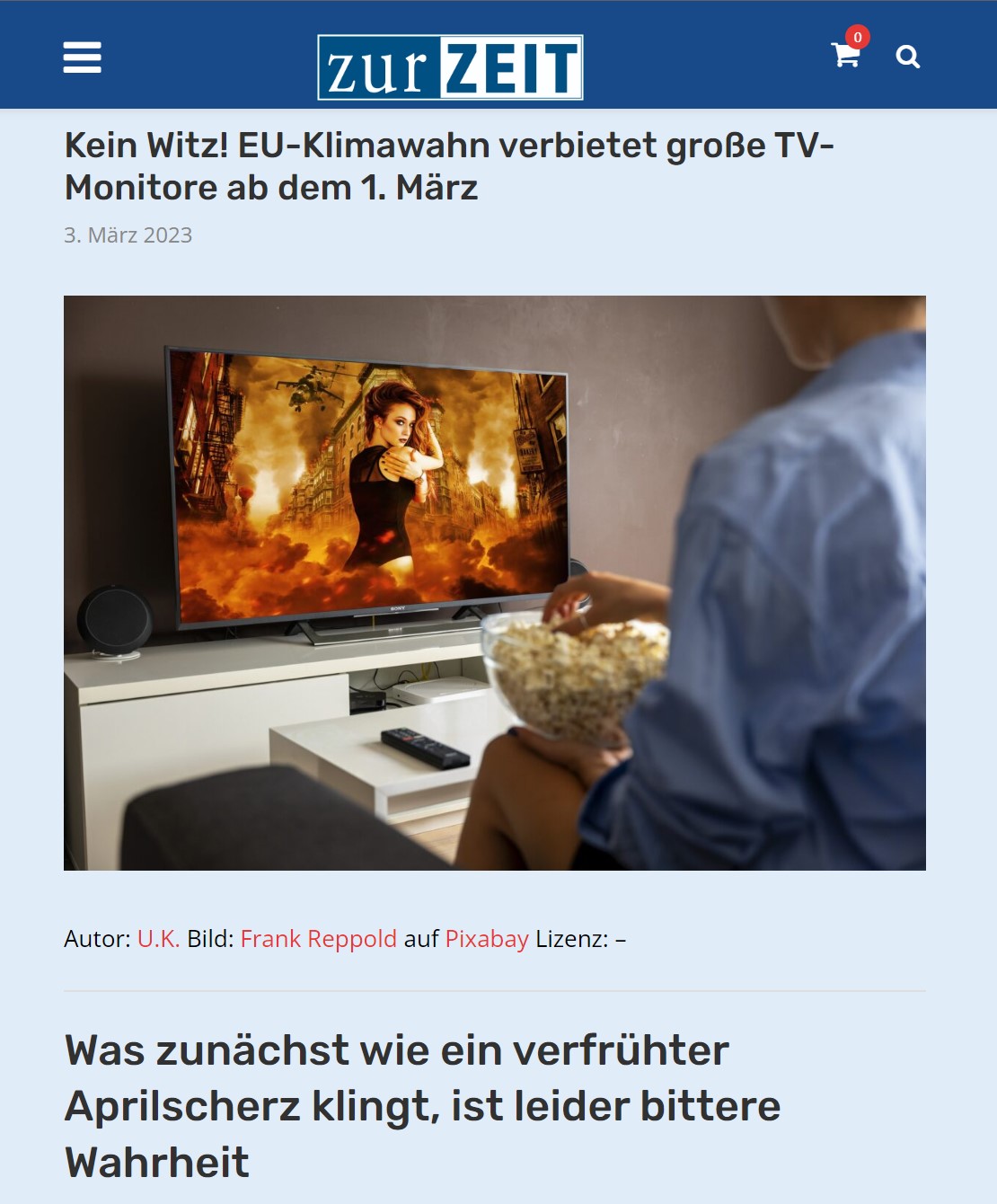 EU im Klimawahn: Große TV-Monitore ab 1. März verboten