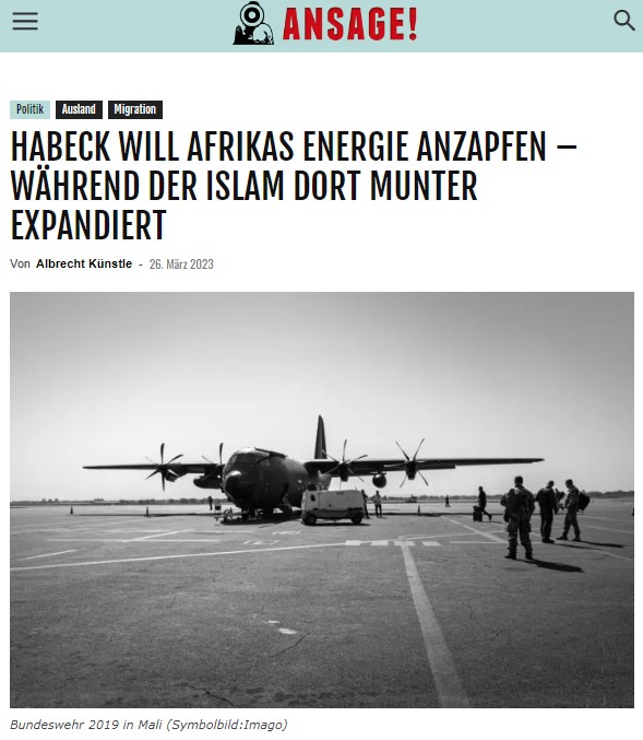 HABECK WILL AFRIKAS ENERGIE ANZAPFEN – WÄHREND DER ISLAM DORT MUNTER EXPANDIERT