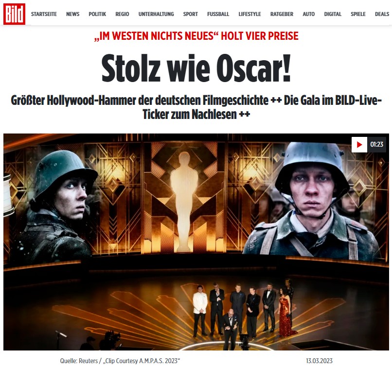 Sensation in Hollywood - „Im Westen nichts Neues“ gewinnt Auslands-Oscar