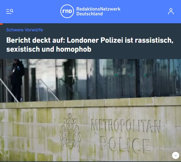 Bericht deckt auf: Londoner Polizei ist rassistisch, sexistisch und homophob