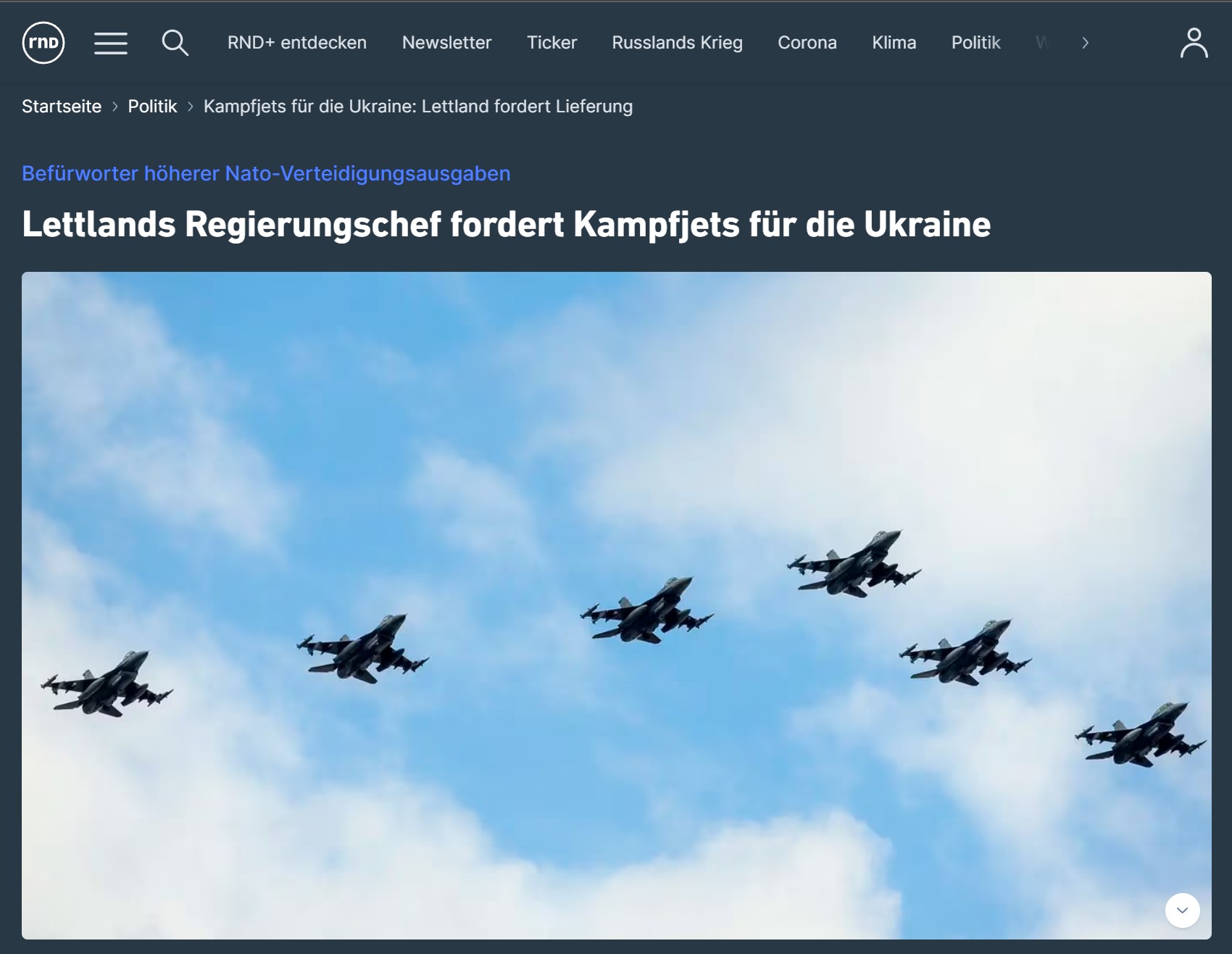 Lettlands Regierungschef fordert Kampfjets für die Ukraine