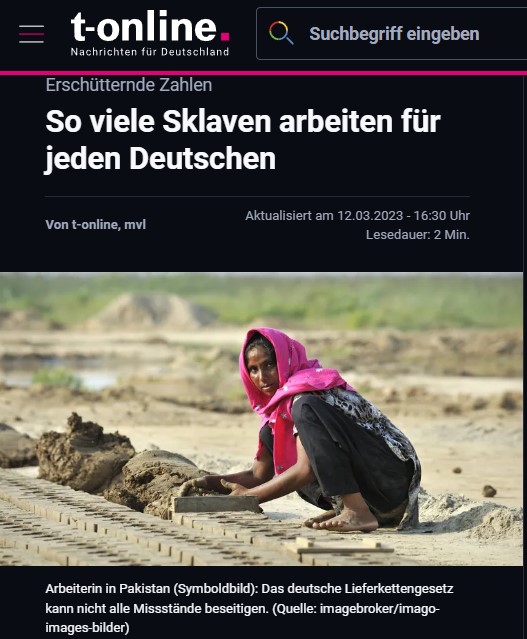 So viele Sklaven arbeiten für jeden Deutschen