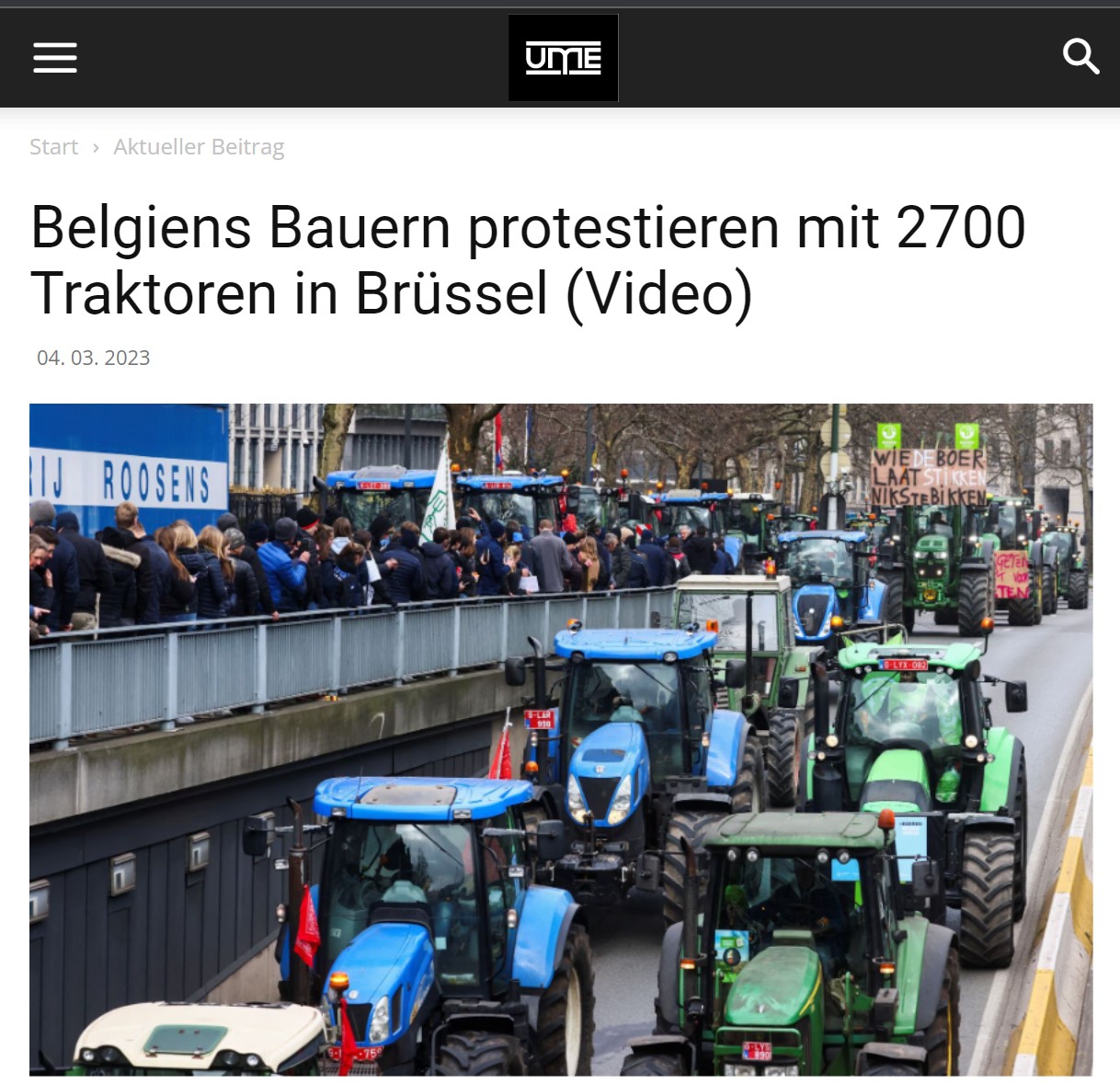 Belgiens Bauern protestieren mit 2700 Traktoren in Brüssel