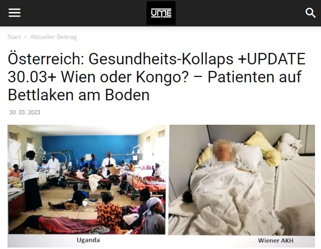 Österreich: Gesundheits-Kollaps: Wien oder Kongo? – Patienten auf Bettlaken am Boden