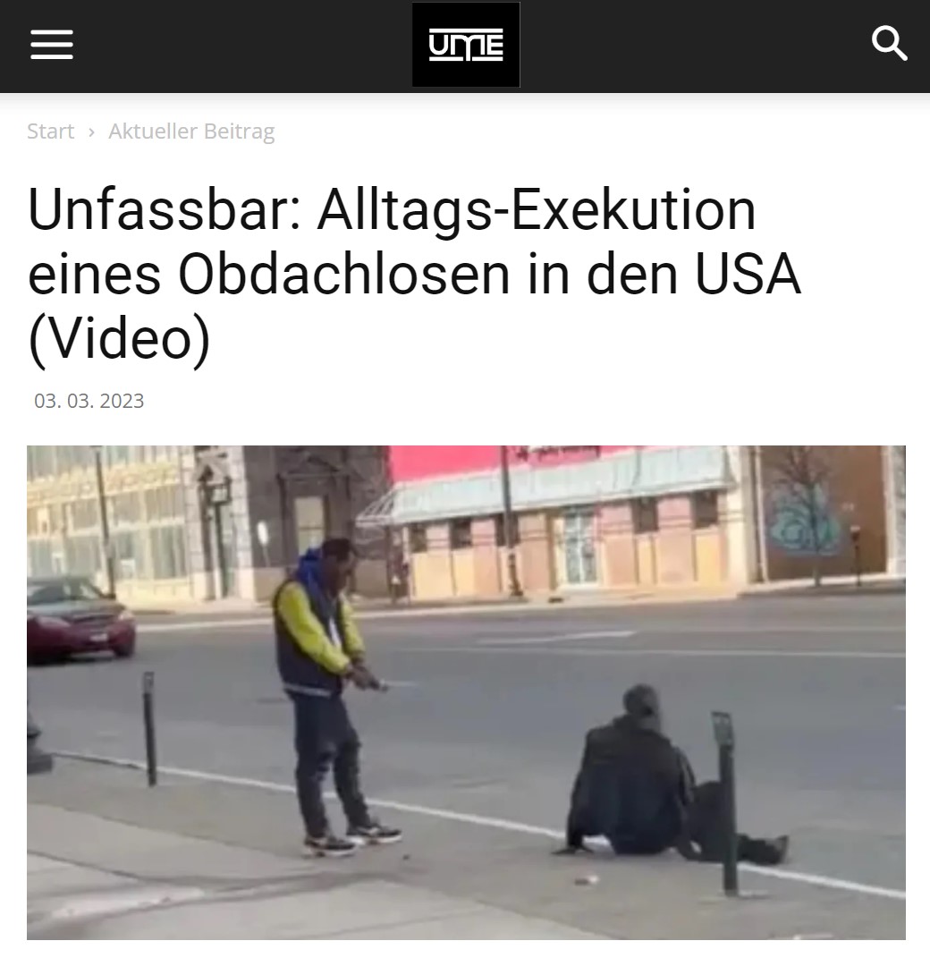 Unfassbar: Alltags-Exekution eines Obdachlosen in den USA