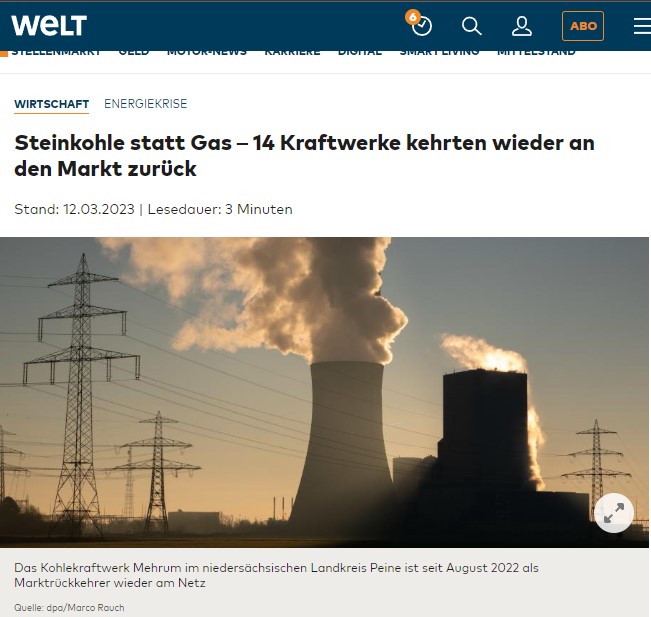 Steinkohle statt Gas – 14 Kraftwerke kehrten wieder an den Markt zurück