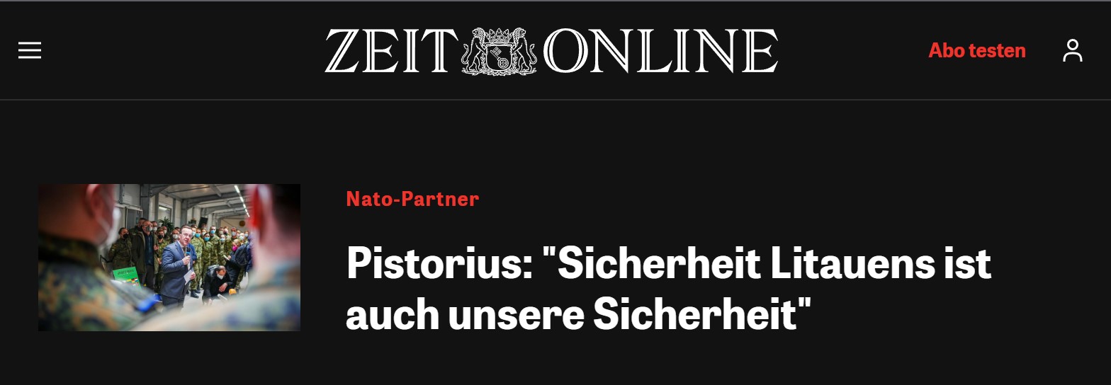 Pistorius: "Sicherheit Litauens ist auch unsere Sicherheit"