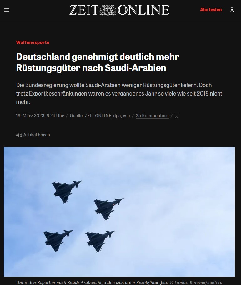 Deutschland genehmigt deutlich mehr Rüstungsgüter nach Saudi-Arabien