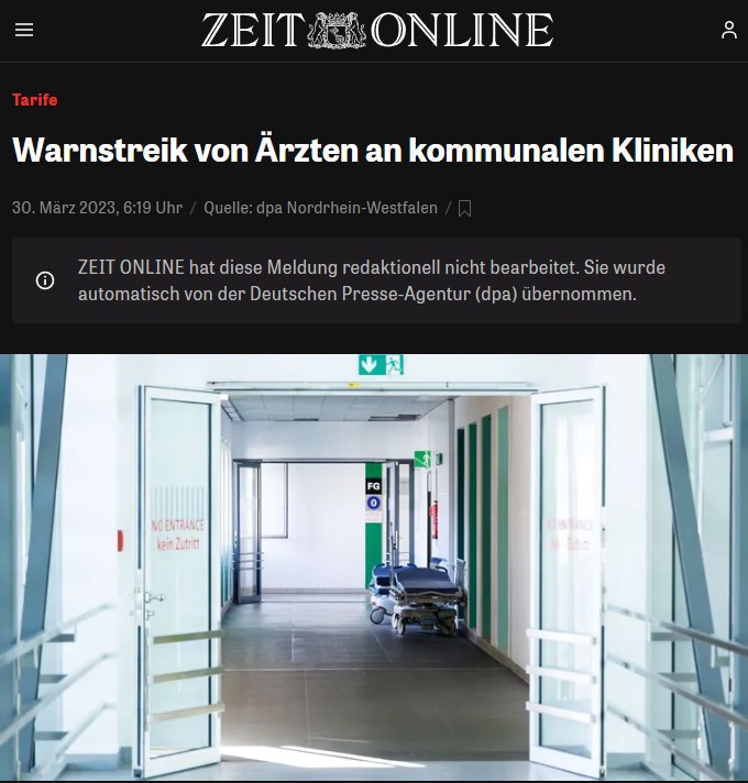 Warnstreik von Ärzten an kommunalen Kliniken