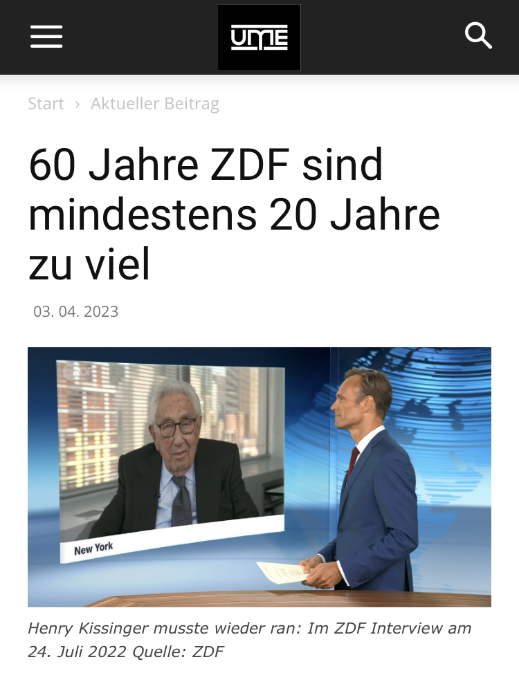 60 Jahre ZDF sind mindestens 20 Jahre zu viel