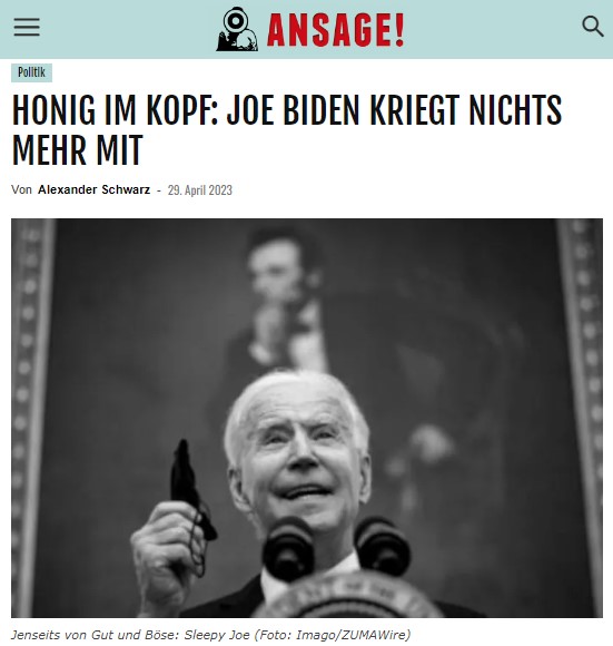 HONIG IM KOPF: JOE BIDEN KRIEGT NICHTS MEHR MIT
