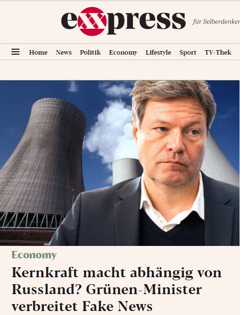 Kernkraft macht abhängig von Russland? Grünen-Minister verbreitet Fake News