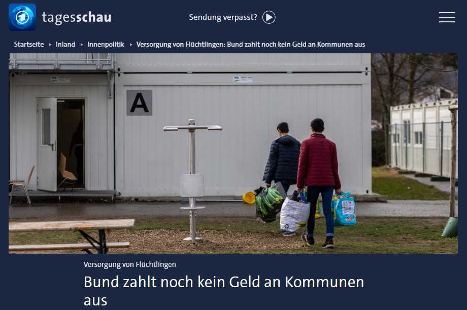Versorgung von Flüchtlingen: Bund zahlt noch kein Geld an Kommunen aus