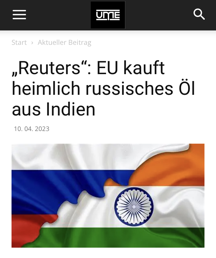 „Reuters“: EU kauft heimlich russisches Öl aus Indien
