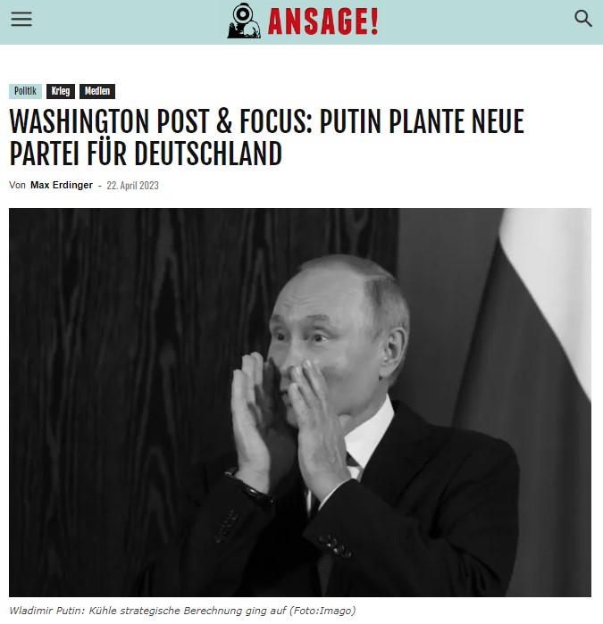WASHINGTON POST & FOCUS: PUTIN PLANTE NEUE PARTEI FÜR DEUTSCHLAND