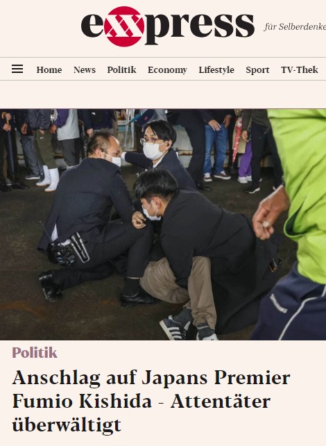 Anschlag auf Japans Premier Fumio Kishida - Attentäter überwältigt