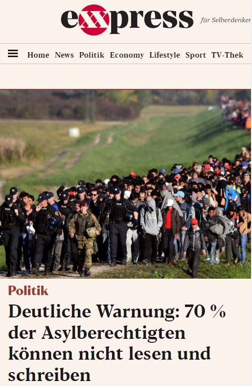 Österreich: Deutliche Warnung - 70 % der Asylberechtigten können nicht lesen und schreiben