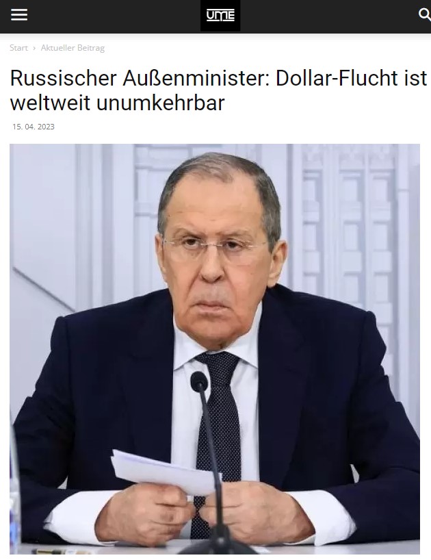 Russischer Außenminister: Dollar-Flucht ist weltweit unumkehrbar