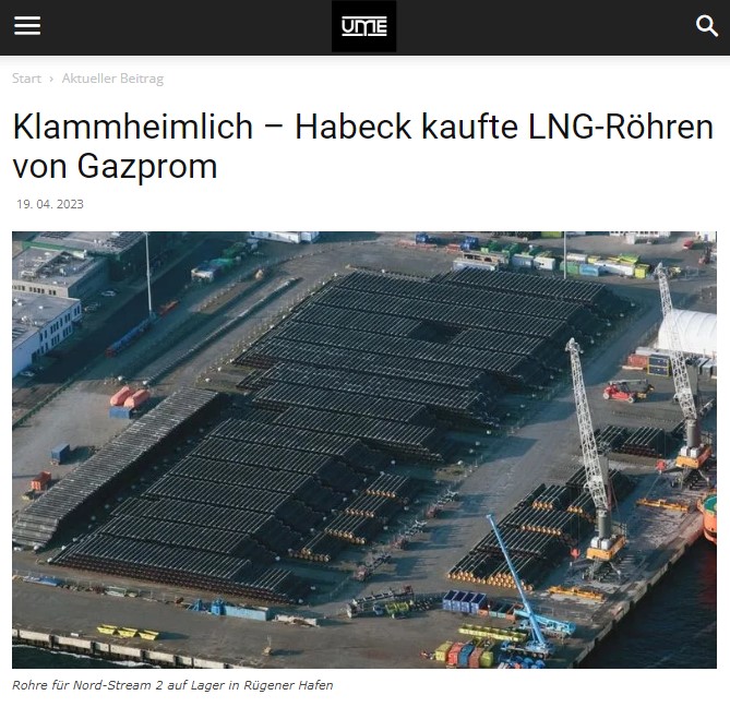Klammheimlich – Habeck kaufte LNG-Röhren von Gazprom