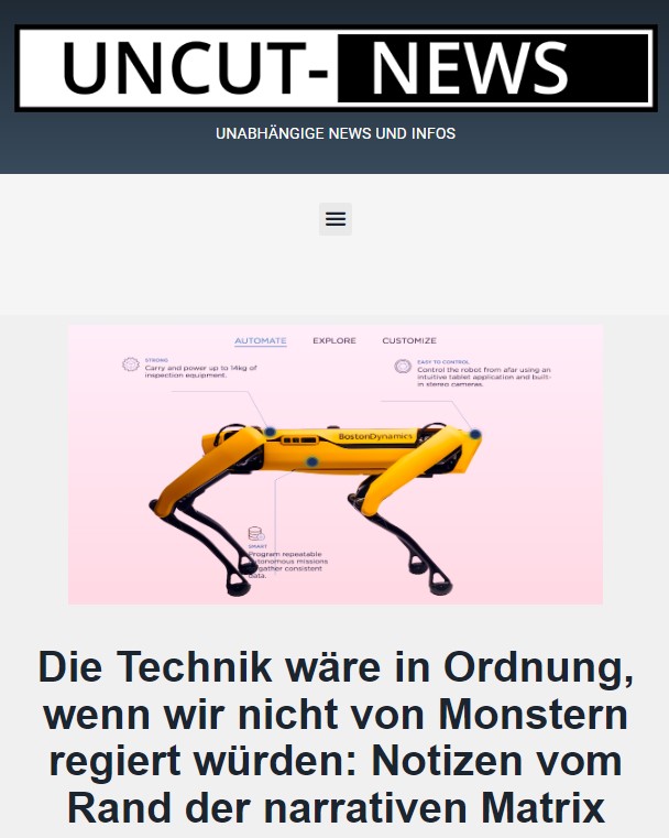 Die Technik wäre in Ordnung, wenn wir nicht von Monstern regiert würden: Notizen vom Rand der narrativen Matrix