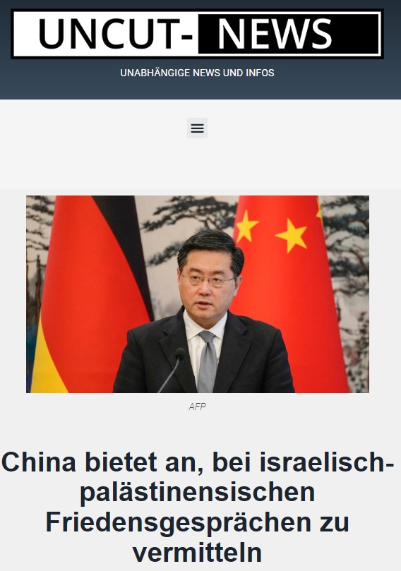 China bietet an, bei israelisch-palästinensischen Friedensgesprächen zu vermitteln