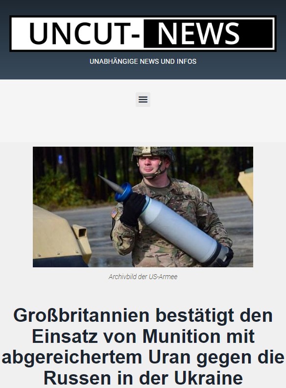 Großbritannien bestätigt den Einsatz von Munition mit abgereichertem Uran gegen die Russen in der Ukraine