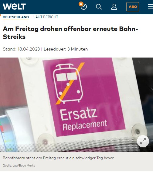 Am Freitag drohen offenbar erneute Bahn-Streiks
