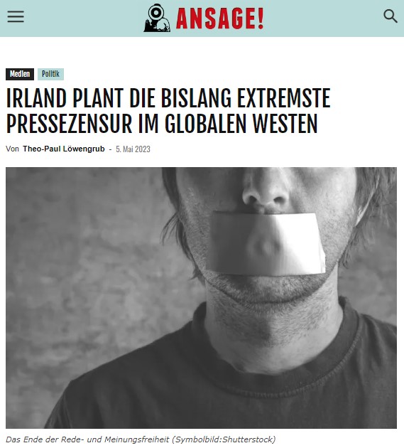 IRLAND PLANT DIE BISLANG EXTREMSTE PRESSEZENSUR IM GLOBALEN WESTEN