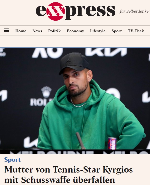 Mutter von Tennis-Star Kyrgios mit Schusswaffe überfallen