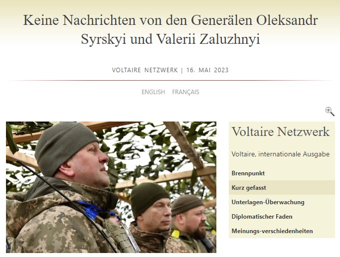 Ukraine: Keine Nachrichten von den Generälen Oleksandr Syrskyi und Valerii Zaluzhnyi