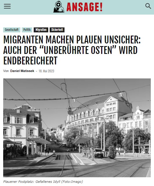 MIGRANTEN MACHEN PLAUEN UNSICHER: AUCH DER “UNBERÜHRTE OSTEN” WIRD ENDBEREICHERT