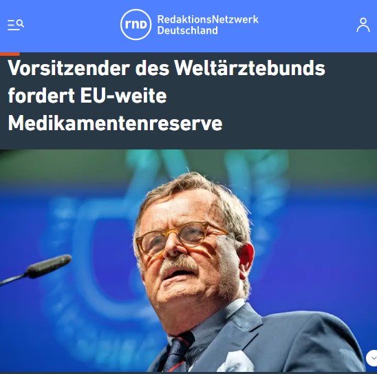 Kritische Lieferengpässe: Vorsitzender des Weltärztebunds fordert EU-weite Medikamentenreserve