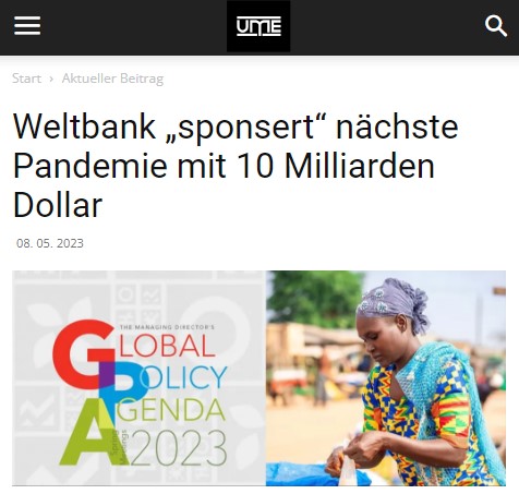 Welt­bank „spon­sert“ nächste Pandemie mit 10 Milli­arden Dollar