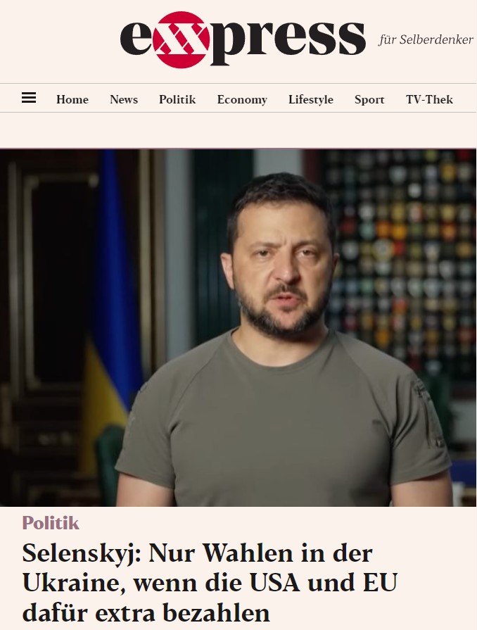 Selenskyj: Nur Wahlen in der Ukraine, wenn die USA und EU dafür extra bezahlen