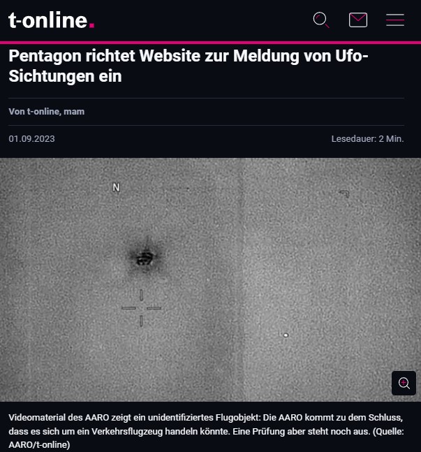 Pentagon richtet Website zur Meldung von Ufo-Sichtungen ein