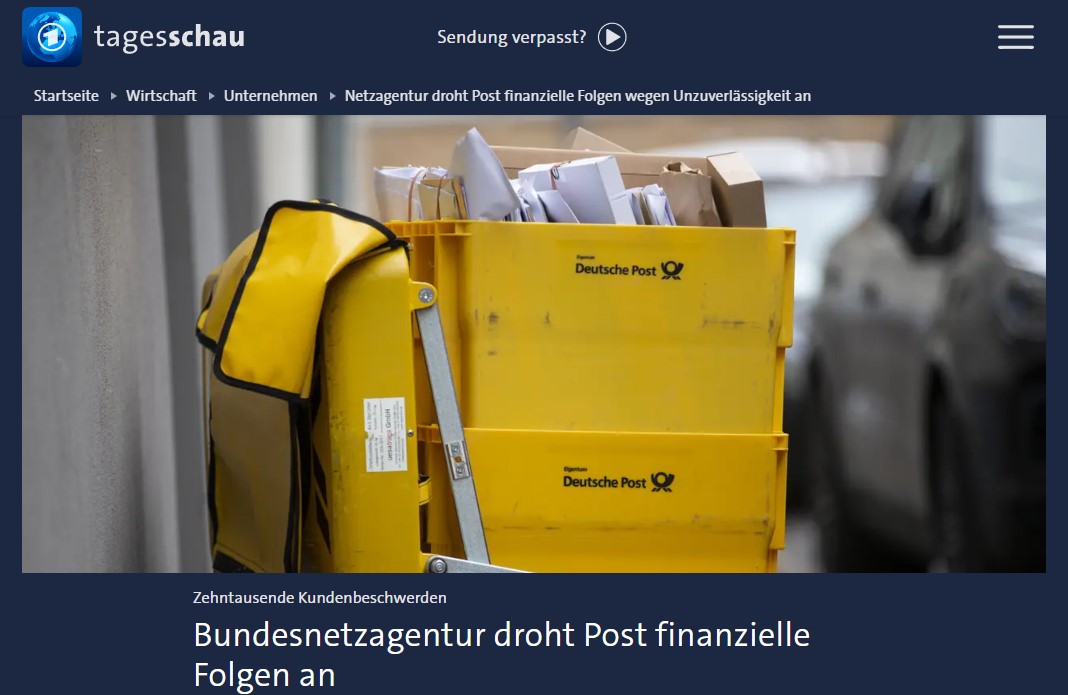 Bundesnetzagentur droht Post finanzielle Folgen an