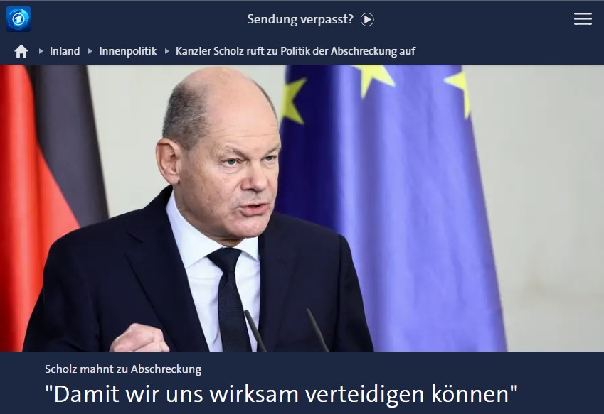 Kanzler Scholz ruft zu Politik der Abschreckung auf