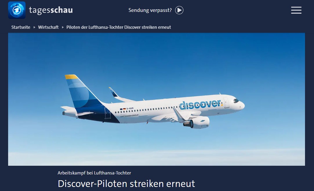 Piloten der Lufthansa-Tochter Discover streiken erneut