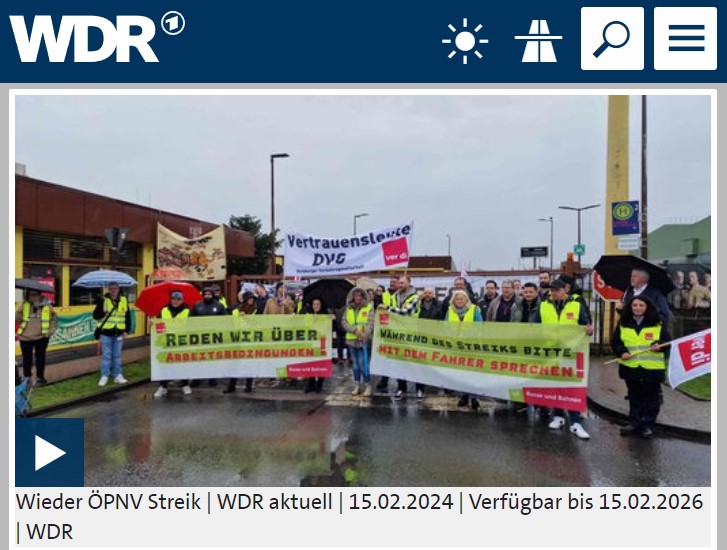 Warnstreik bei Bus und Bahn in Nordrhein-Westfalen