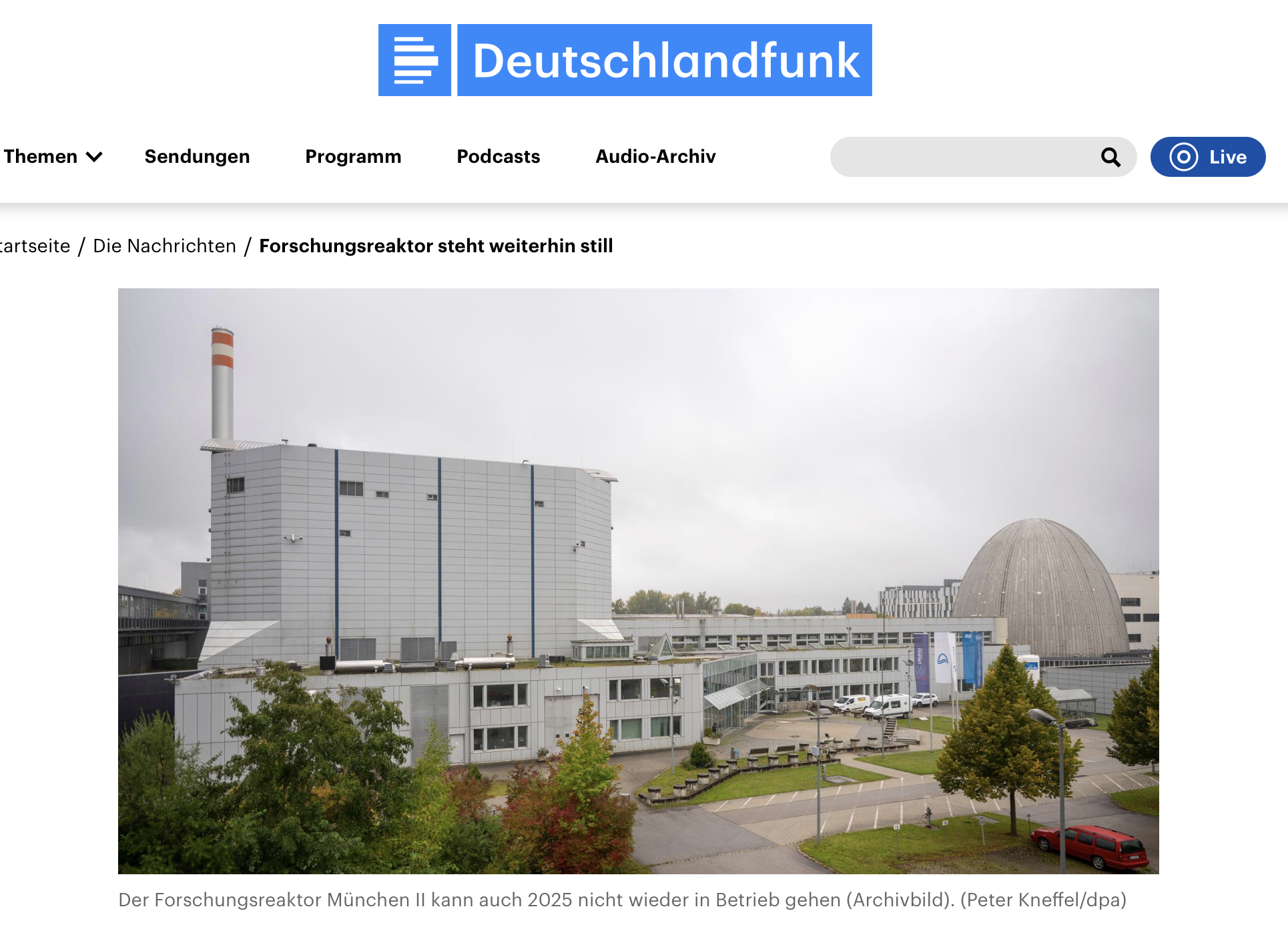 Technische Universität München - Forschungsreaktor steht weiterhin still