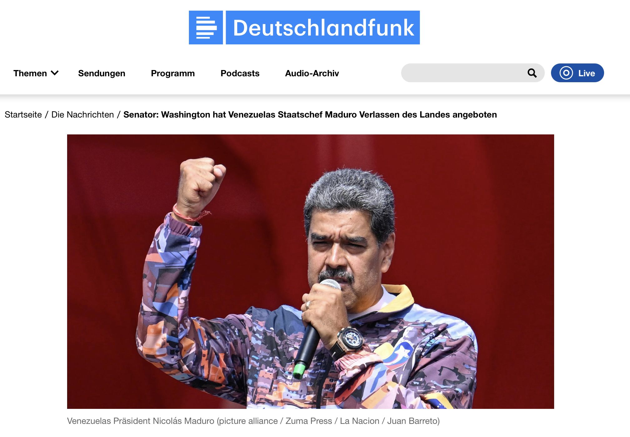 Washington hat Venezuelas Staatschef Maduro Verlassen des Landes angeboten