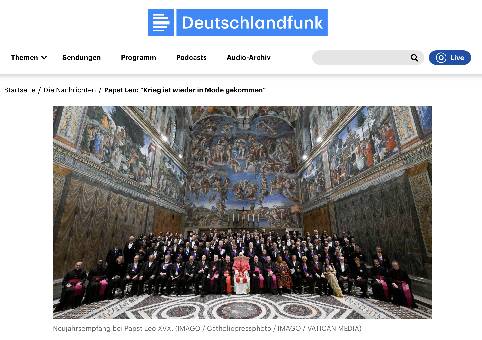 Vatikan - Papst Leo: "Krieg ist wieder in Mode gekommen"