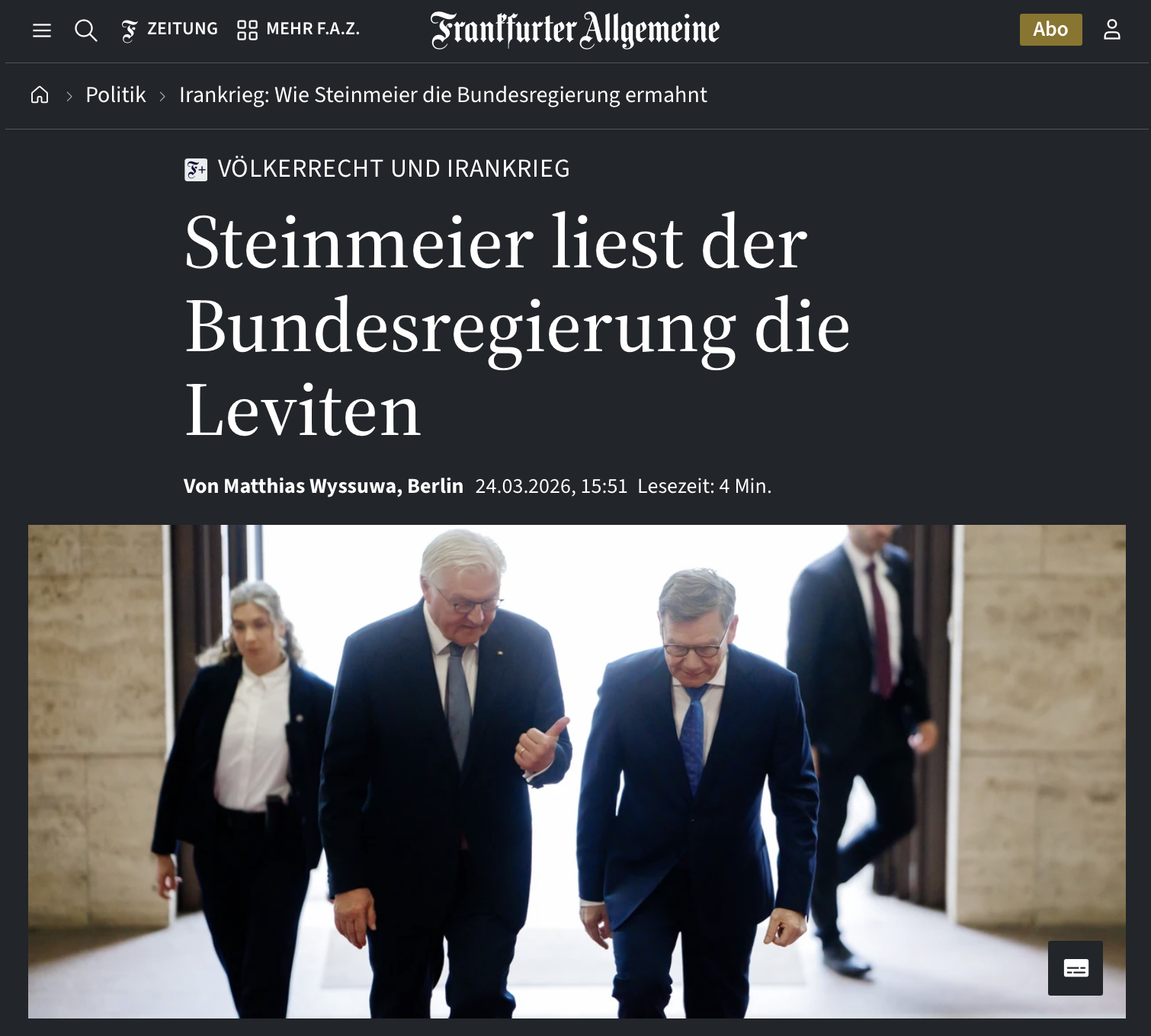 Völkerrecht und Irankrieg: Steinmeier liest der Bundesregierung die Leviten