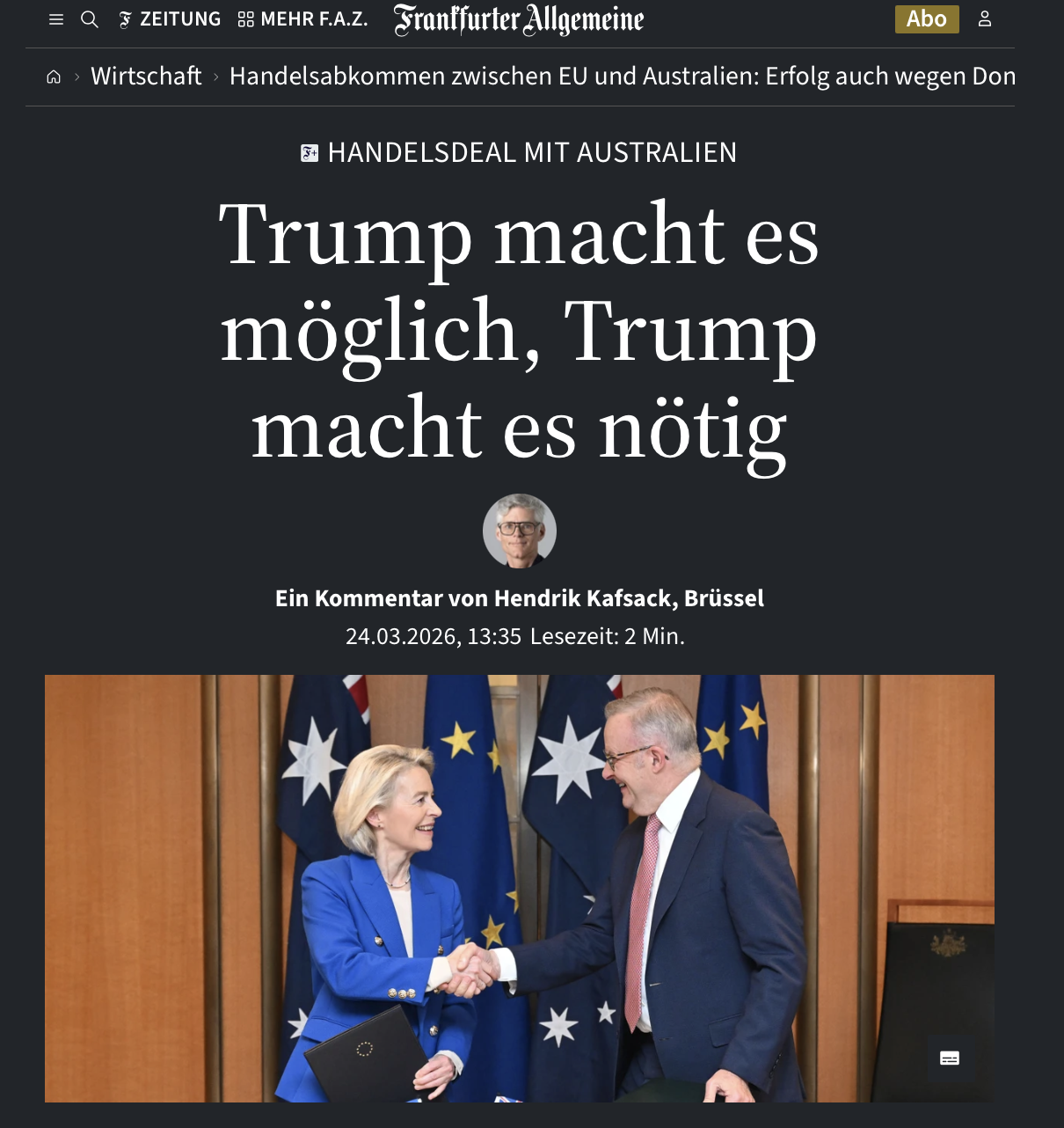 Handelsdeal mit Australien: Trump macht es möglich, Trump macht es nötig